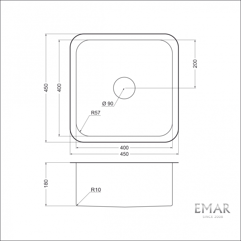 Мойка для кухни подстольного монтажа EMB-127A PVD Nano Satine